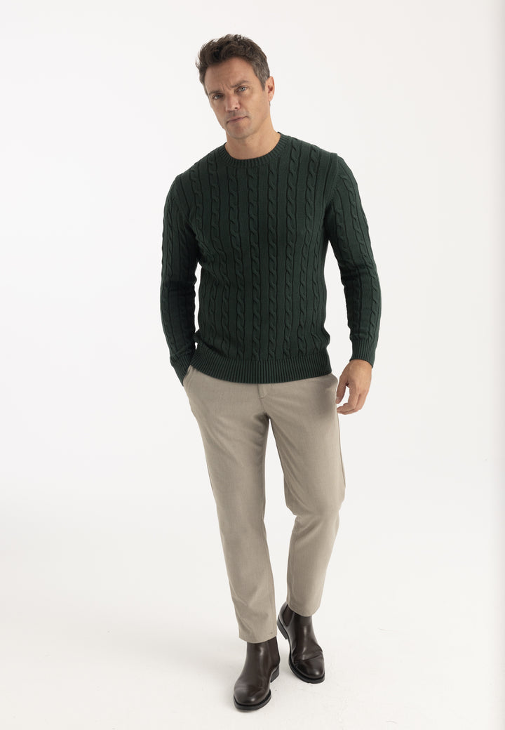 Men’s Cable Knit Crew Neck Pullover