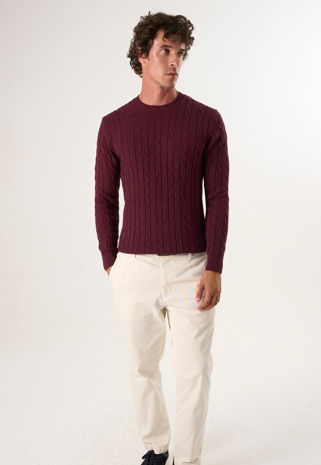 Men’s Cable Knit Crew Neck Pullover