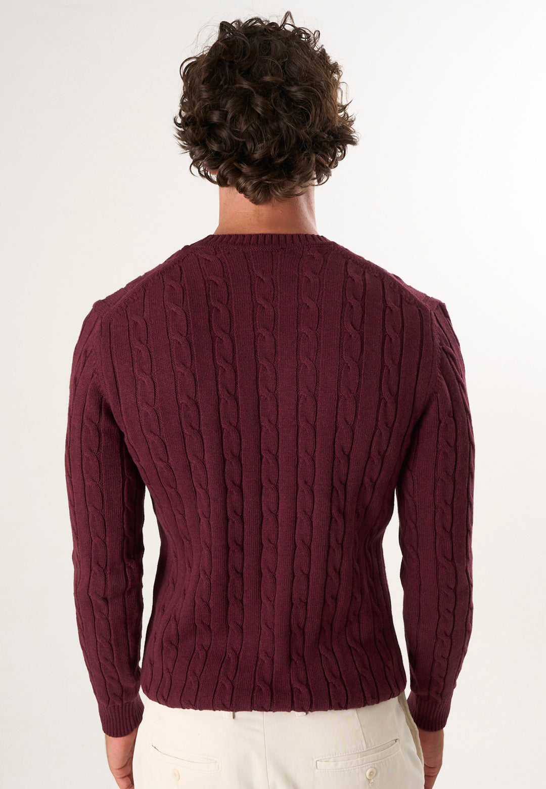 Men’s Cable Knit Crew Neck Pullover
