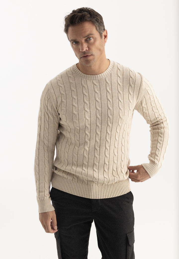 Men’s Cable Knit Crew Neck Pullover