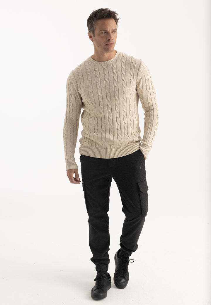 Men’s Cable Knit Crew Neck Pullover