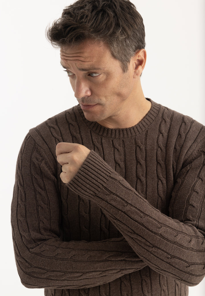 Men’s Cable Knit Crew Neck Pullover