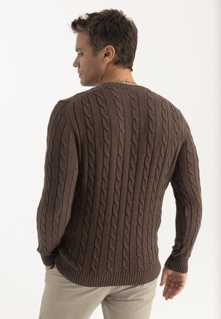 Men’s Cable Knit Crew Neck Pullover