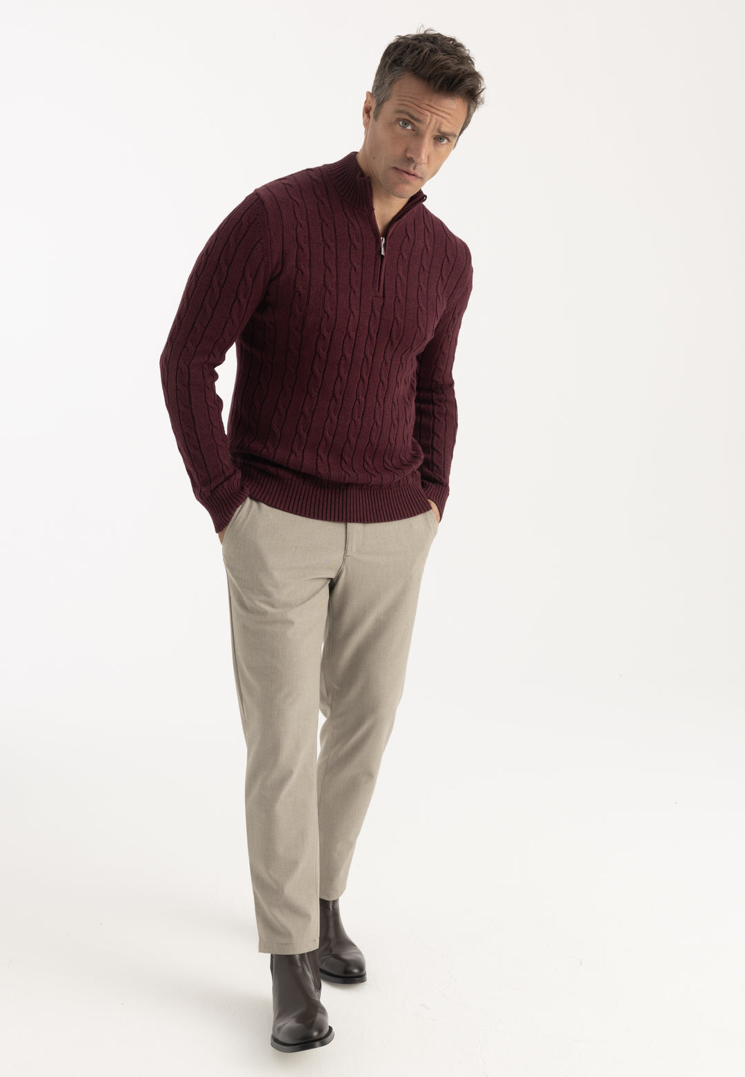Men’s Cable Knit Half-Zip Pullover