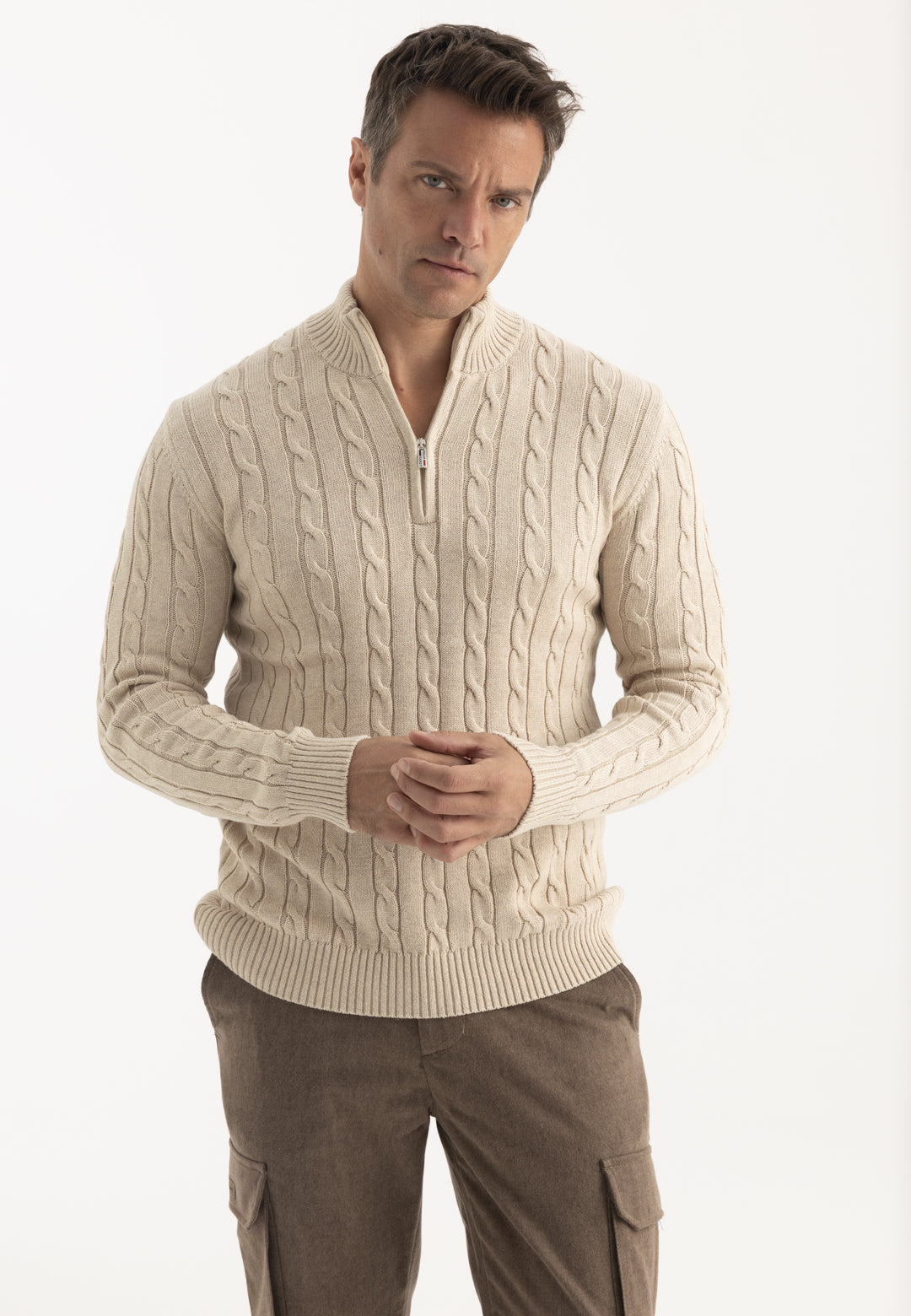 Men’s Cable Knit Half-Zip Pullover