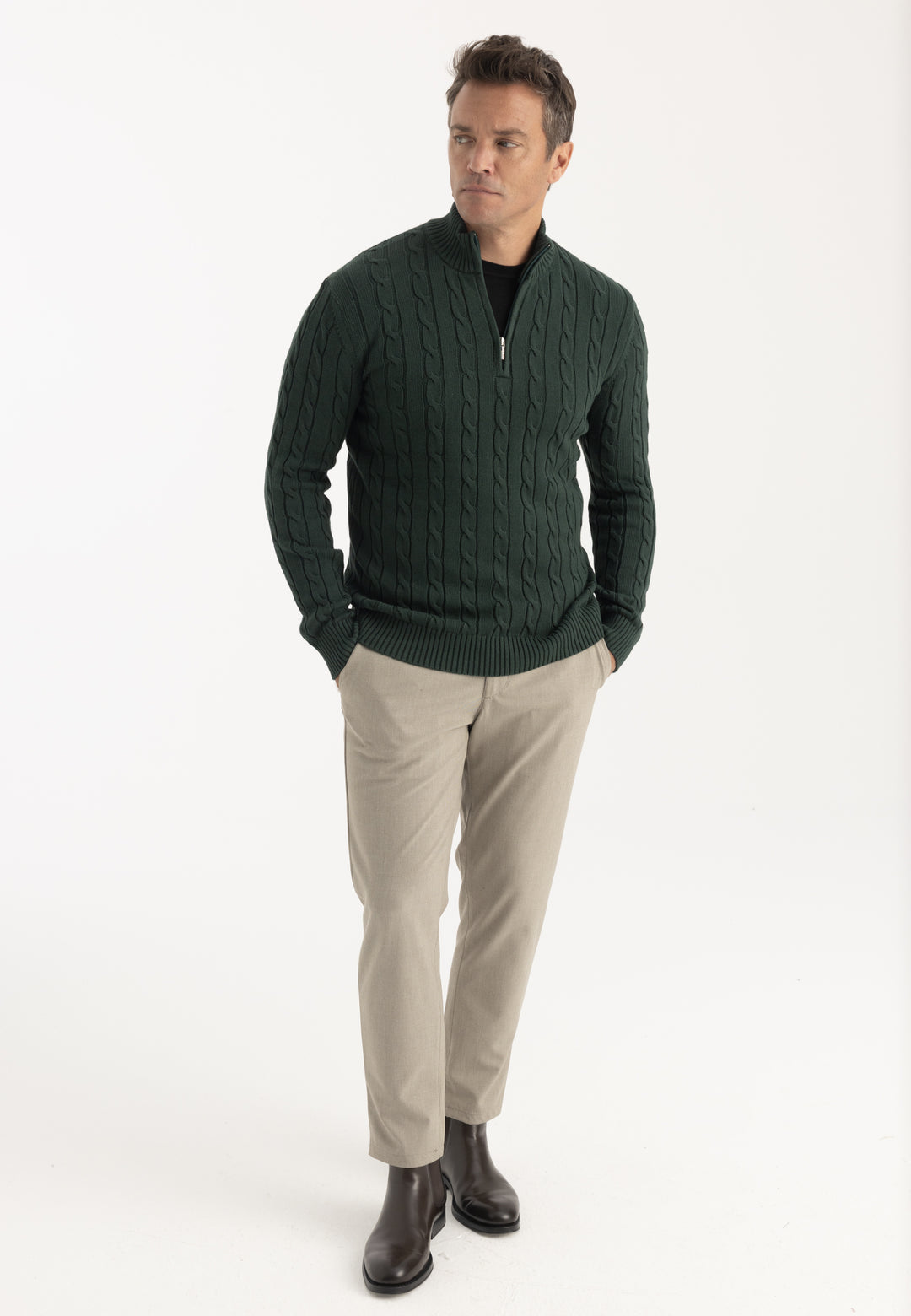 Men’s Cable Knit Half-Zip Pullover