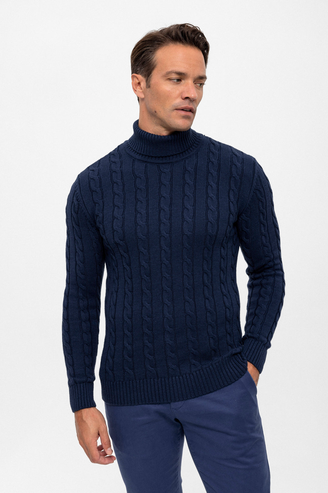 Men’s Cable Knit Turtleneck Pullover