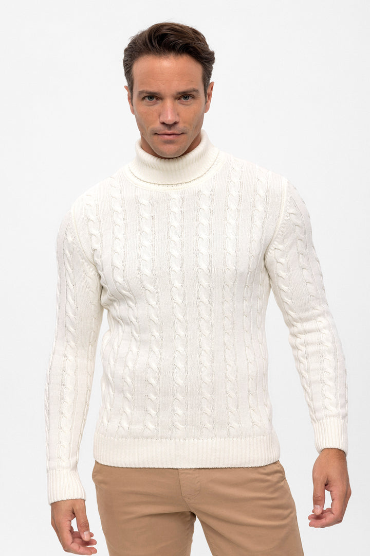 Men’s Cable Knit Turtleneck Pullover