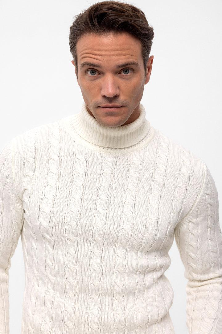 Men’s Cable Knit Turtleneck Pullover