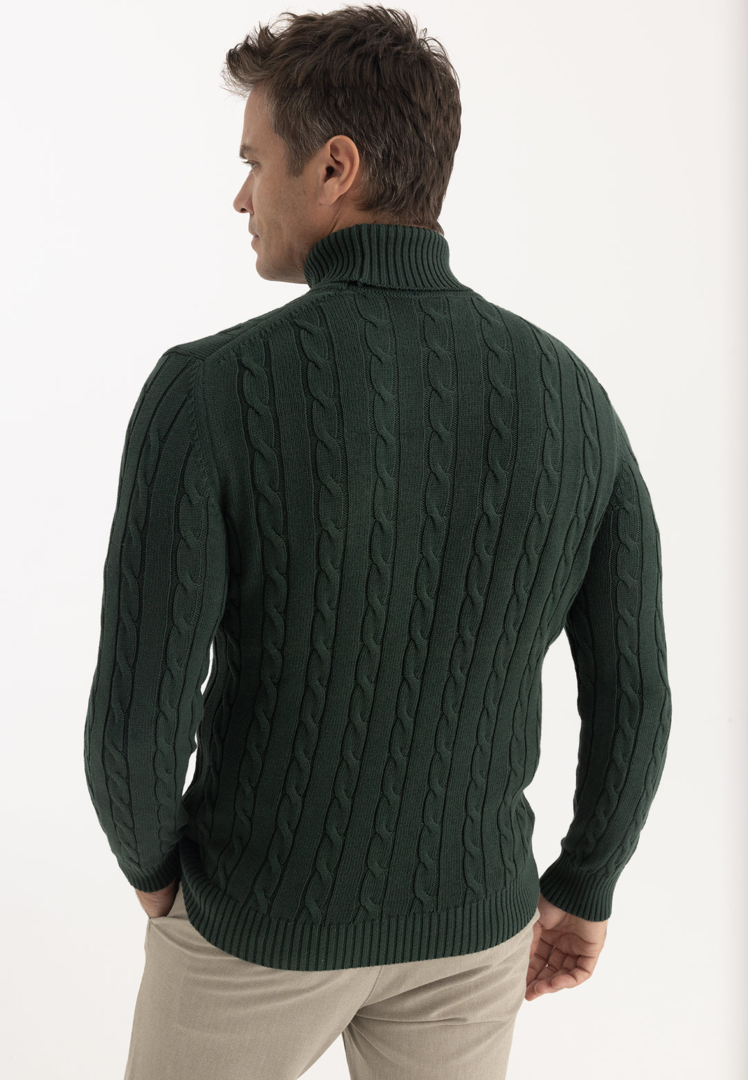 Men’s Cable Knit Turtleneck Pullover