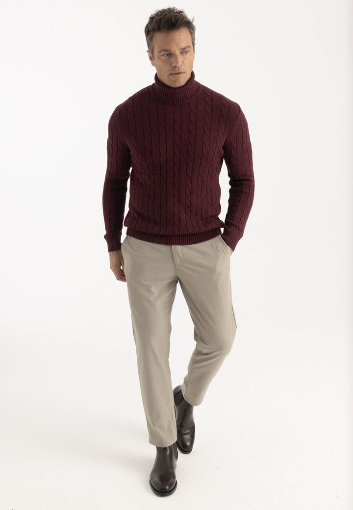Men’s Cable Knit Turtleneck Pullover