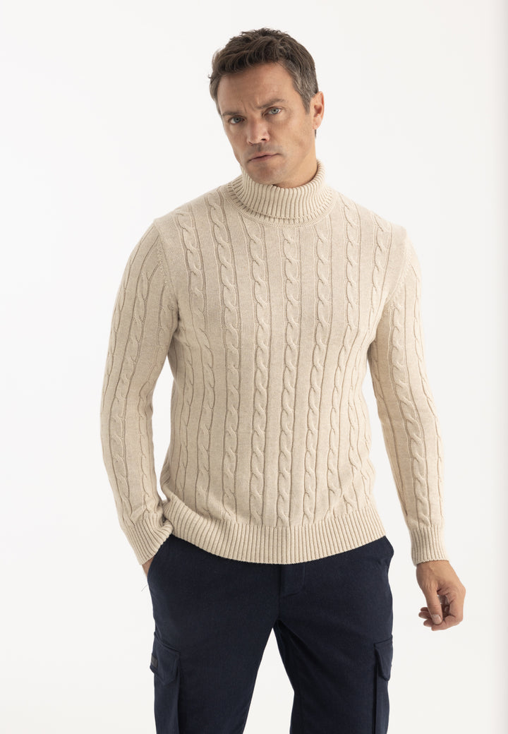 Men’s Cable Knit Turtleneck Pullover