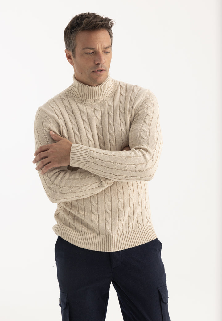 Men’s Cable Knit Turtleneck Pullover