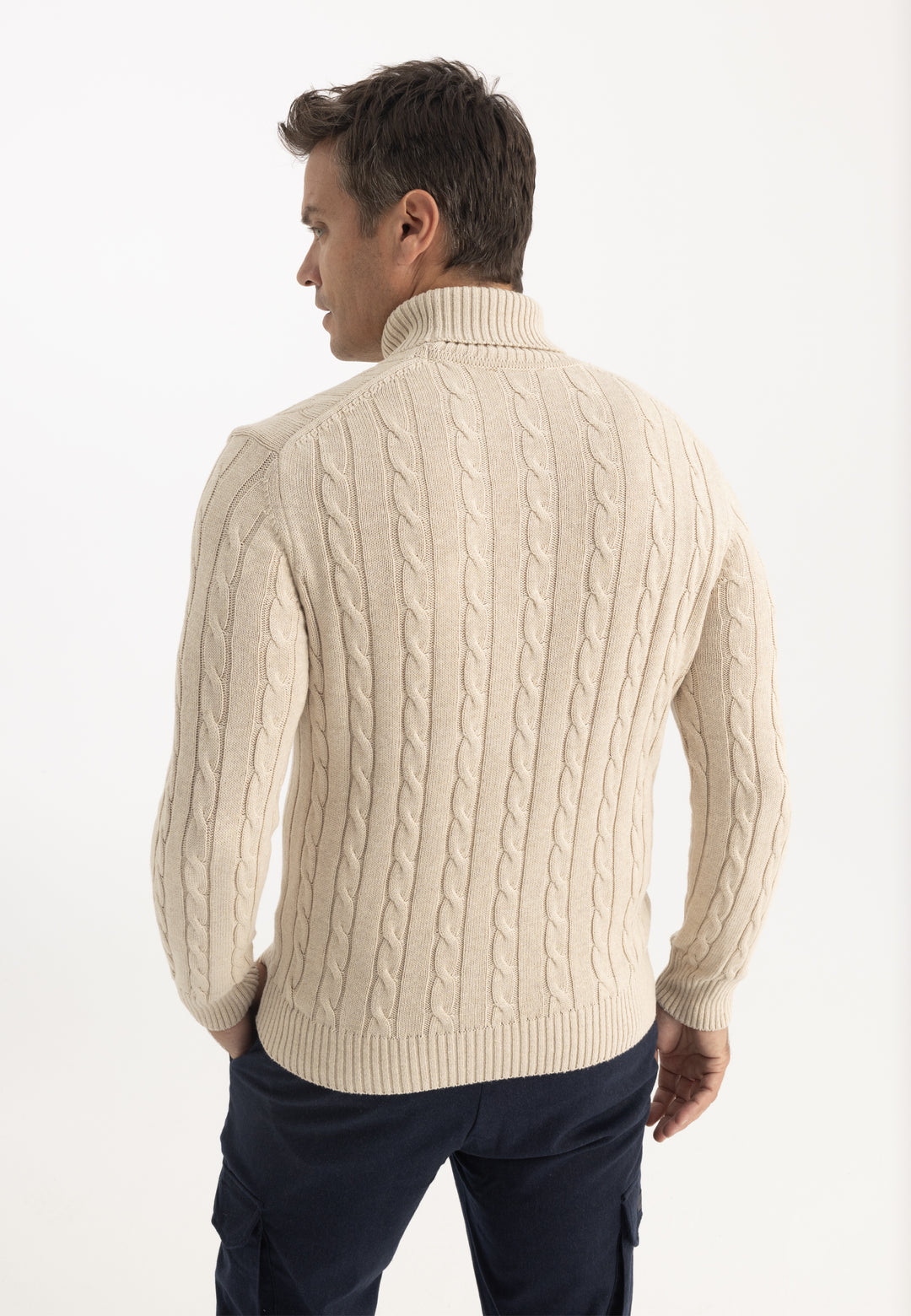 Men’s Cable Knit Turtleneck Pullover