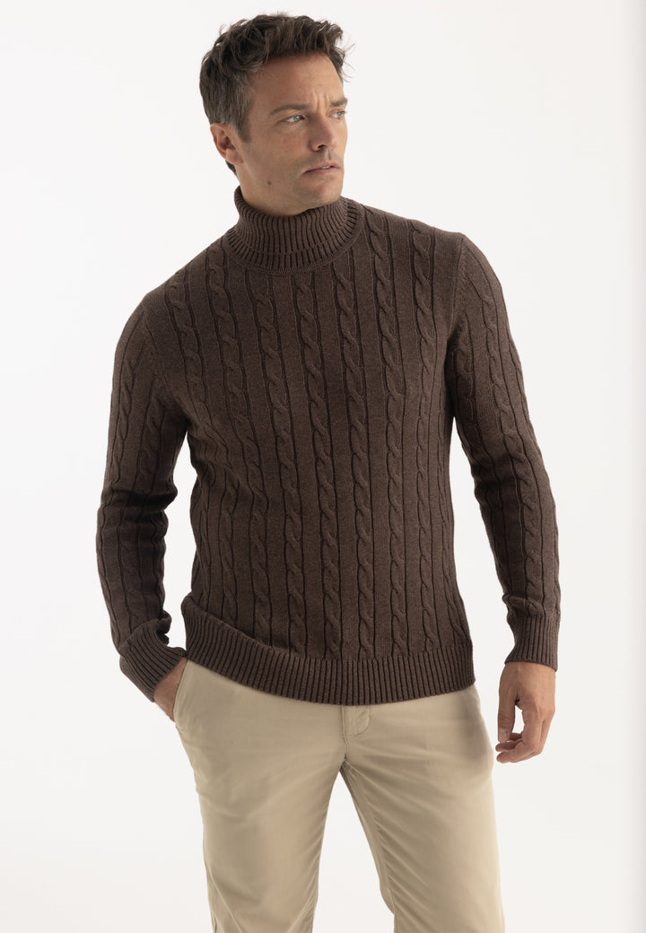 Men’s Cable Knit Turtleneck Pullover