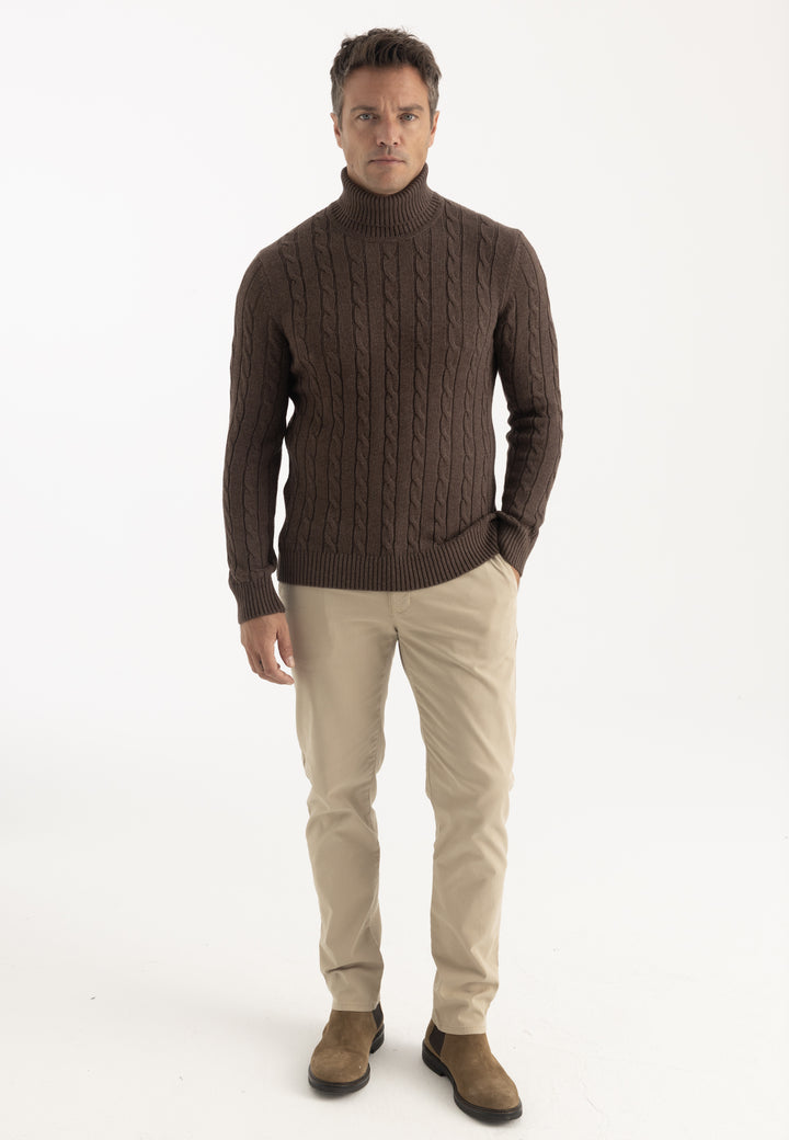 Men’s Cable Knit Turtleneck Pullover