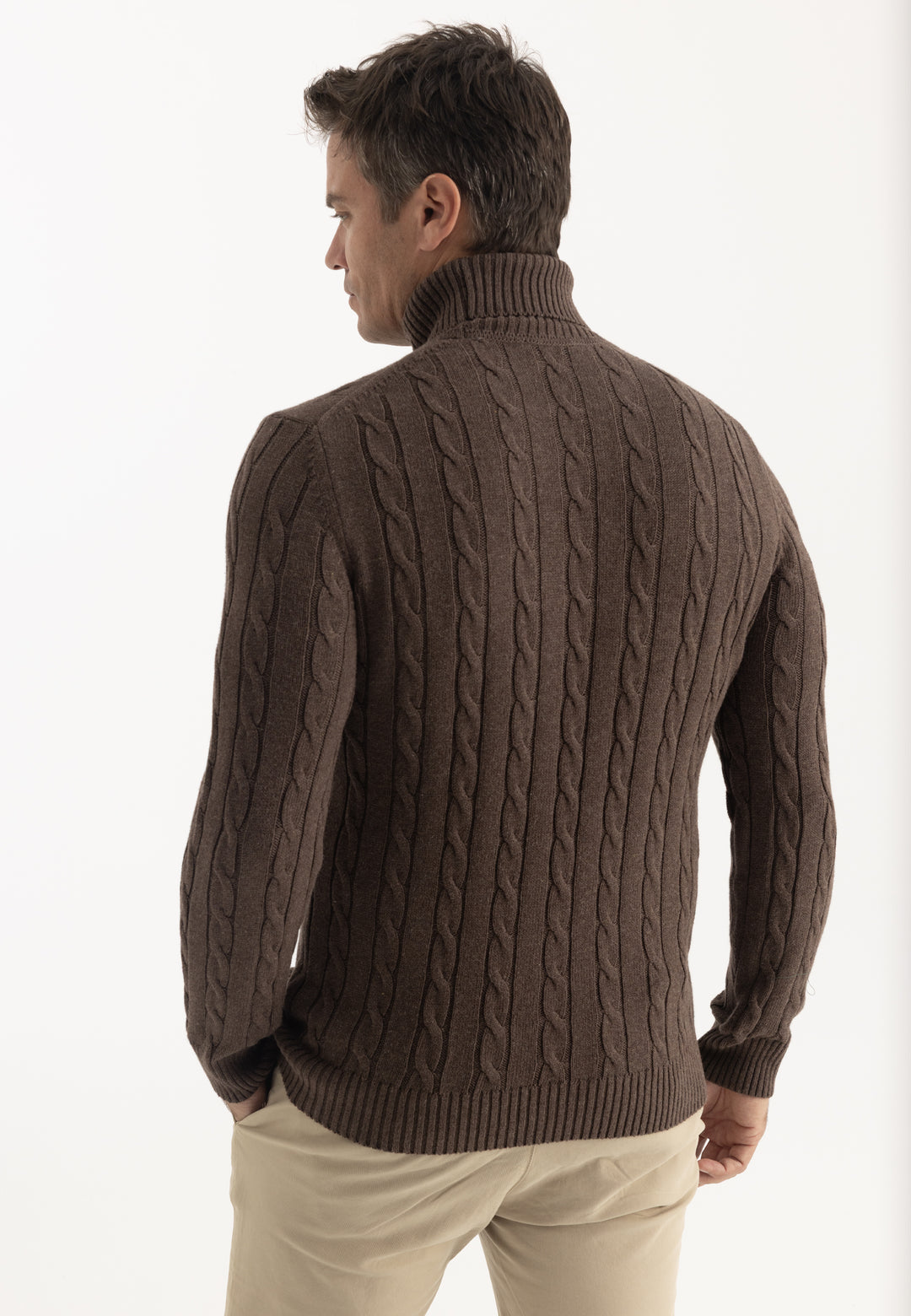 Men’s Cable Knit Turtleneck Pullover