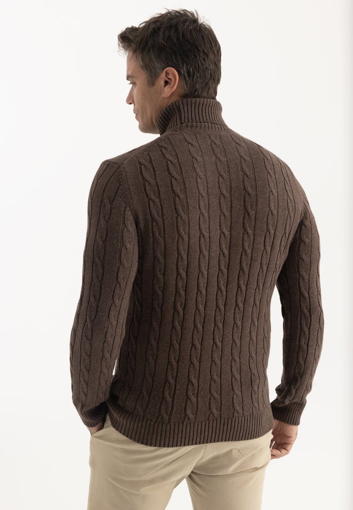 Men’s Cable Knit Turtleneck Pullover