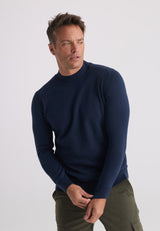 Jersey de cuello semi alto de algodón de hombre - Azul oscuro