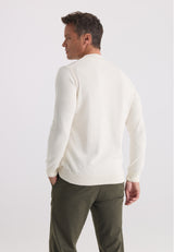 Jersey de cuello semi alto de algodón de hombre - Blanco roto
