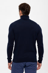 Jersey de cuello vuelto de algodón de hombre - Azul oscuro