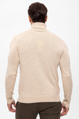 Jersey de cuello vuelto de algodón de hombre - Beige