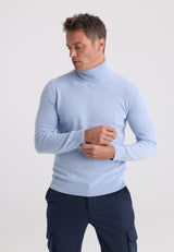 Jersey de cuello vuelto de algodón de hombre - Azul