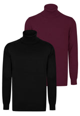 2-pack katoenen herencoltruien – bordeaux