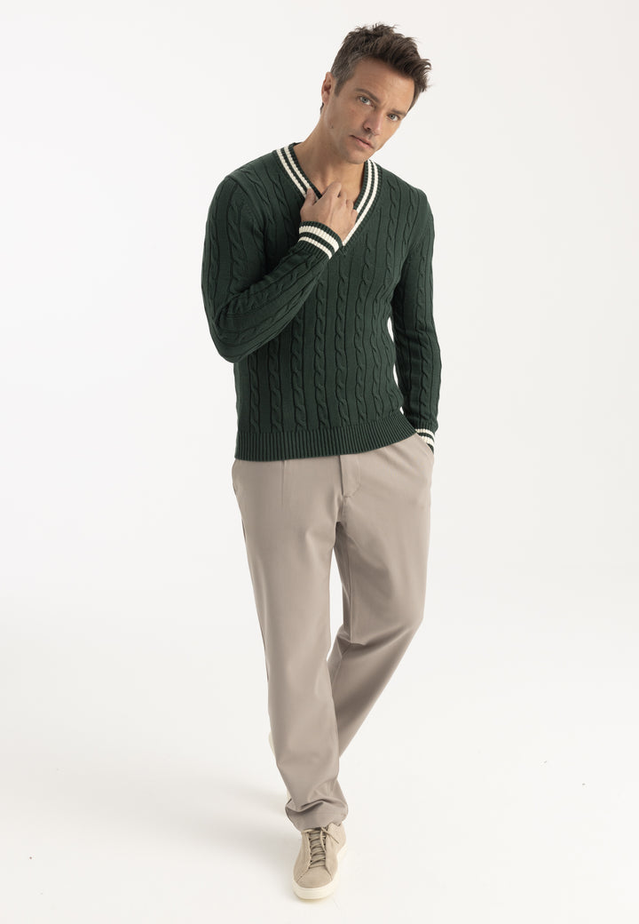 Men’s Cable Knit V-Neck Pullover