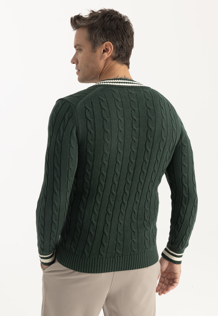 Men’s Cable Knit V-Neck Pullover