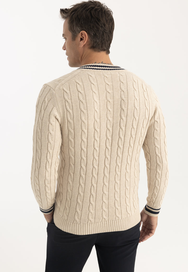Men’s Cable Knit V-Neck Pullover