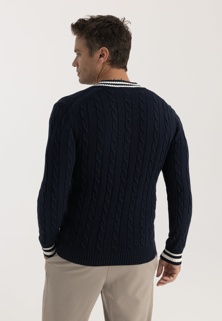 Men’s Cable Knit V-Neck Pullover