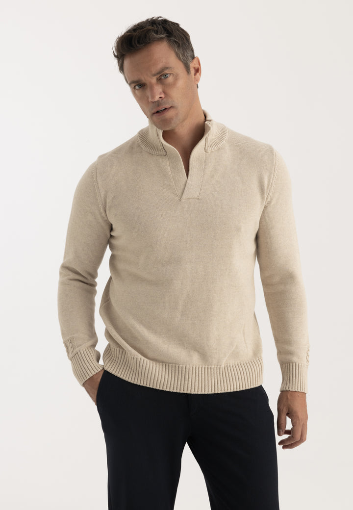 Men’s High Neck Cotton Pullover