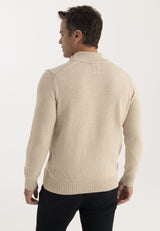 Pullover da uomo in cotone a collo alto - Beige