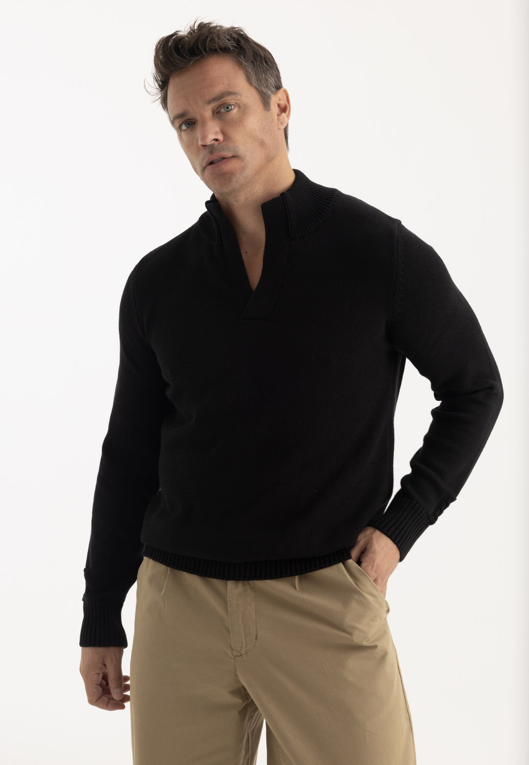 Men’s High Neck Cotton Pullover