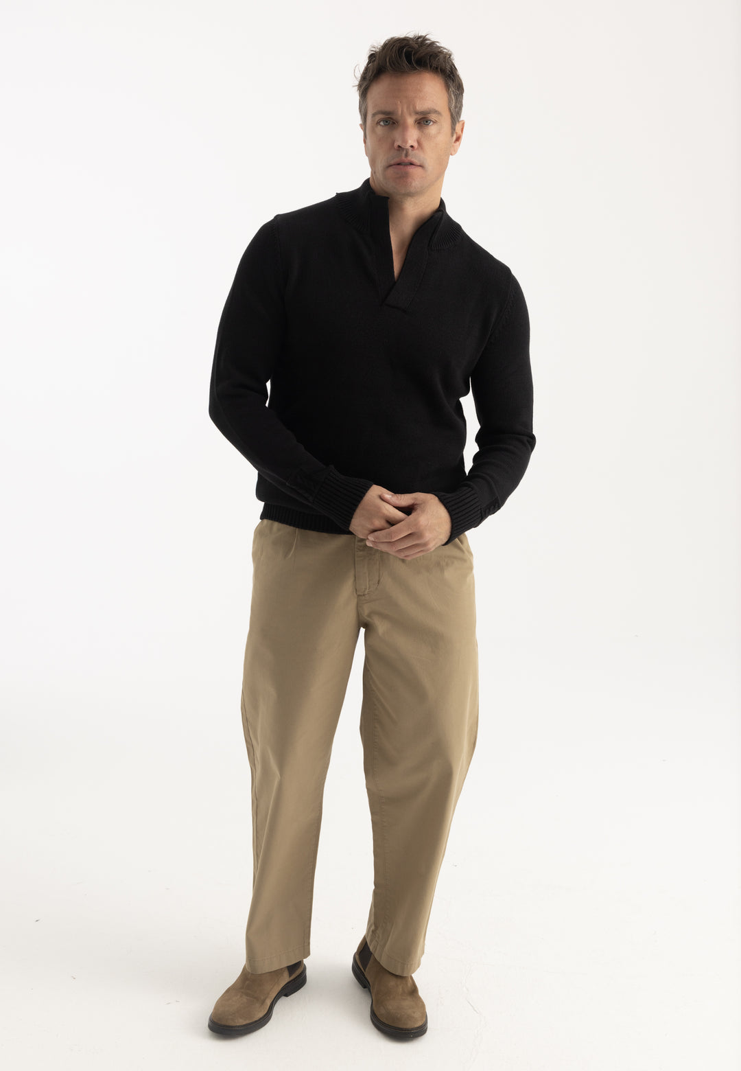 Men’s High Neck Cotton Pullover