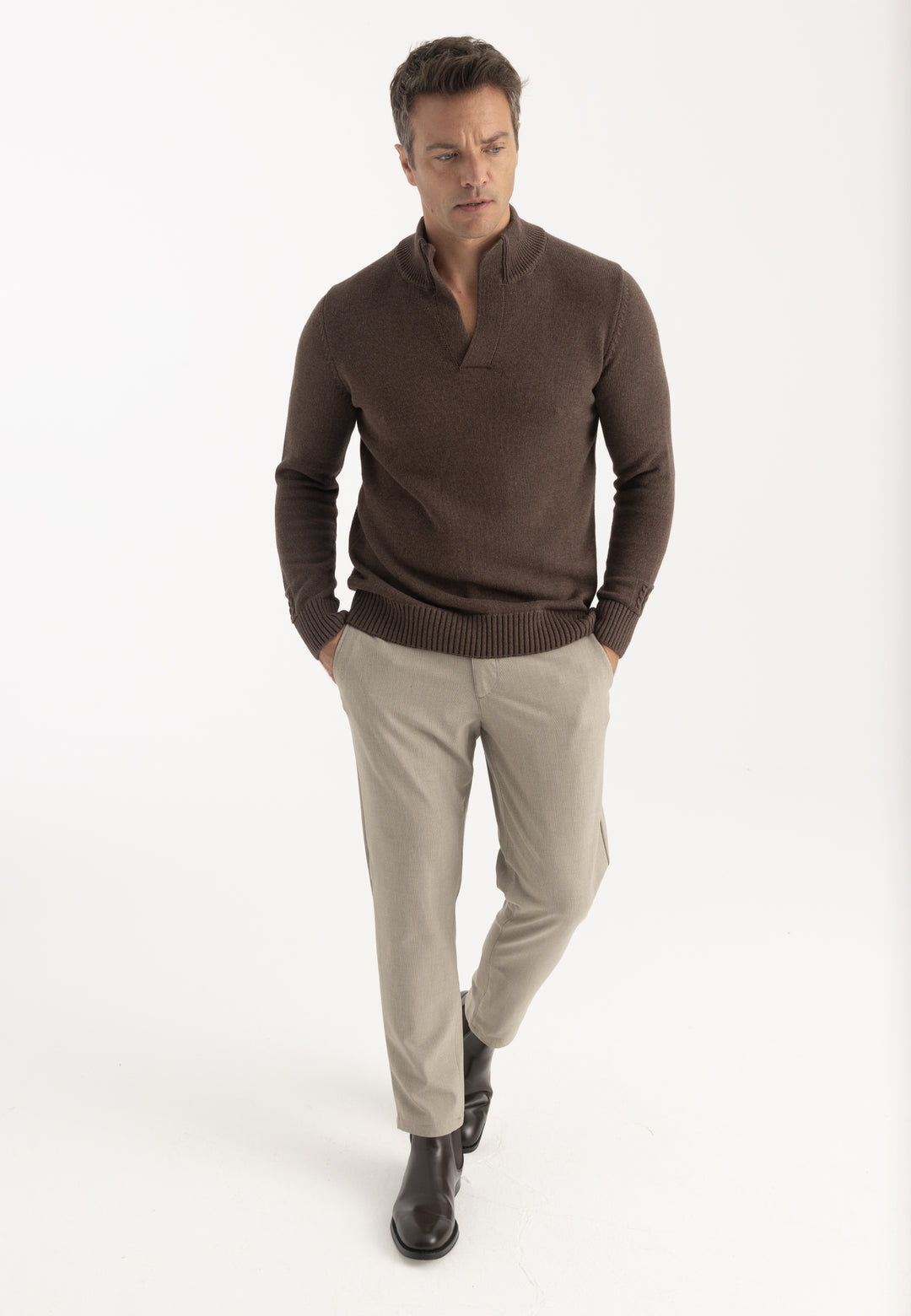 Men’s High Neck Cotton Pullover