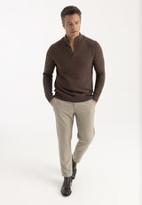 Jersey de cuello alto de algodón de hombre - Marrón
