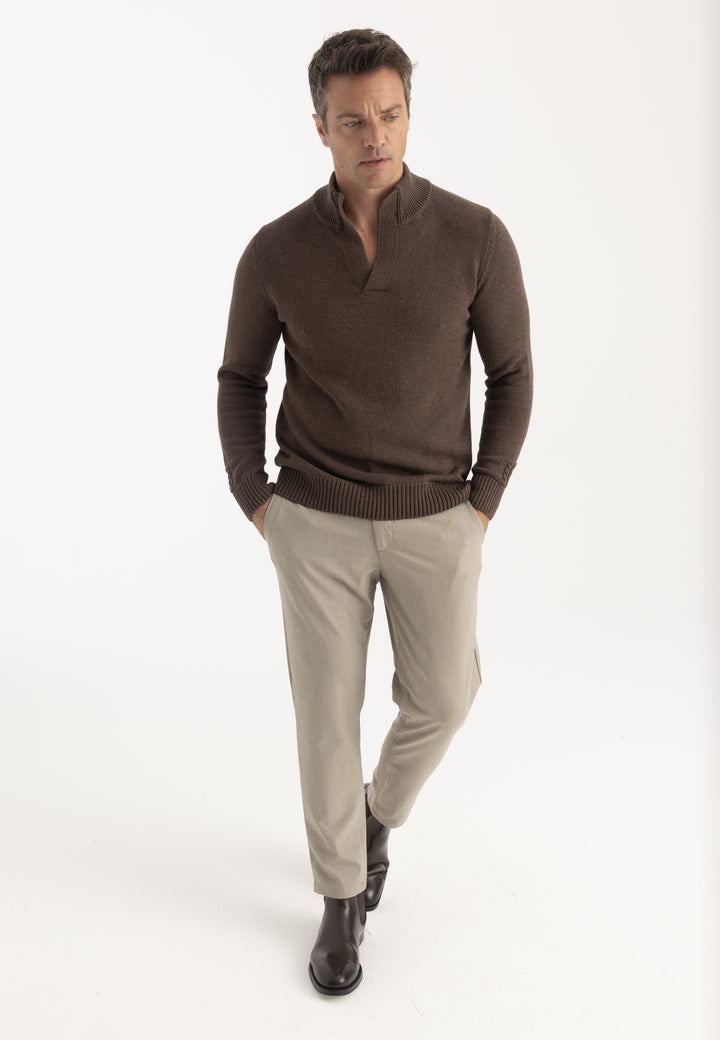 Men’s High Neck Cotton Pullover