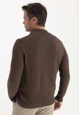 Jersey de cuello alto de algodón de hombre - Marrón