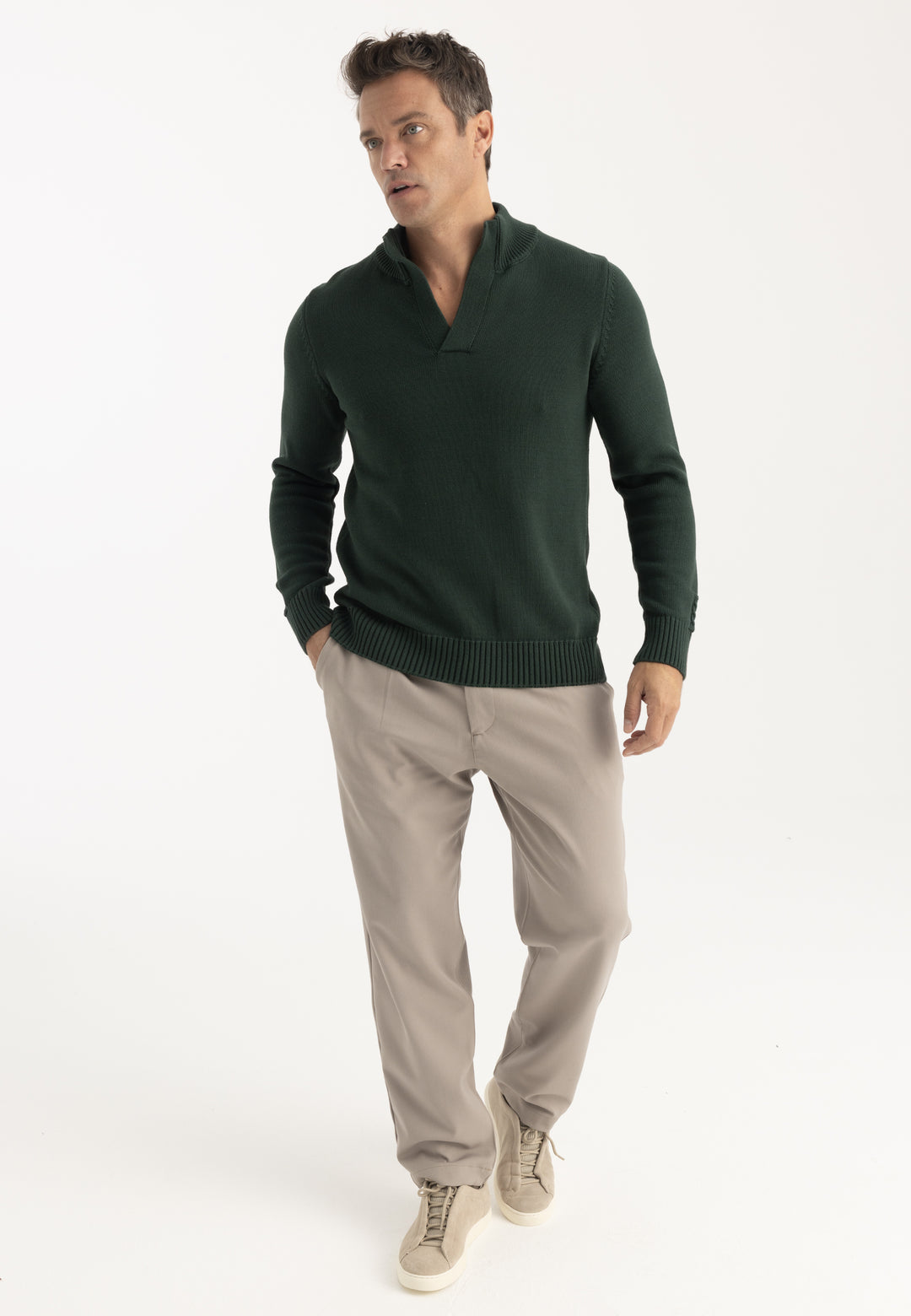 Men’s High Neck Cotton Pullover