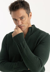 Jersey de cuello alto de algodón de hombre - Verde oscuro