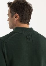 Jersey de cuello alto de algodón de hombre - Verde oscuro