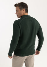 Jersey de cuello alto de algodón de hombre - Verde oscuro