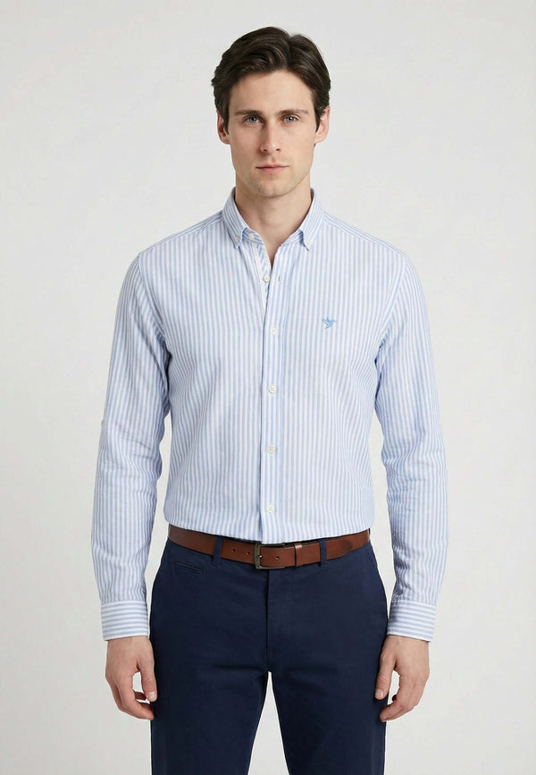 Striped Long Sleeve Regular Fit Shirt with embroidery