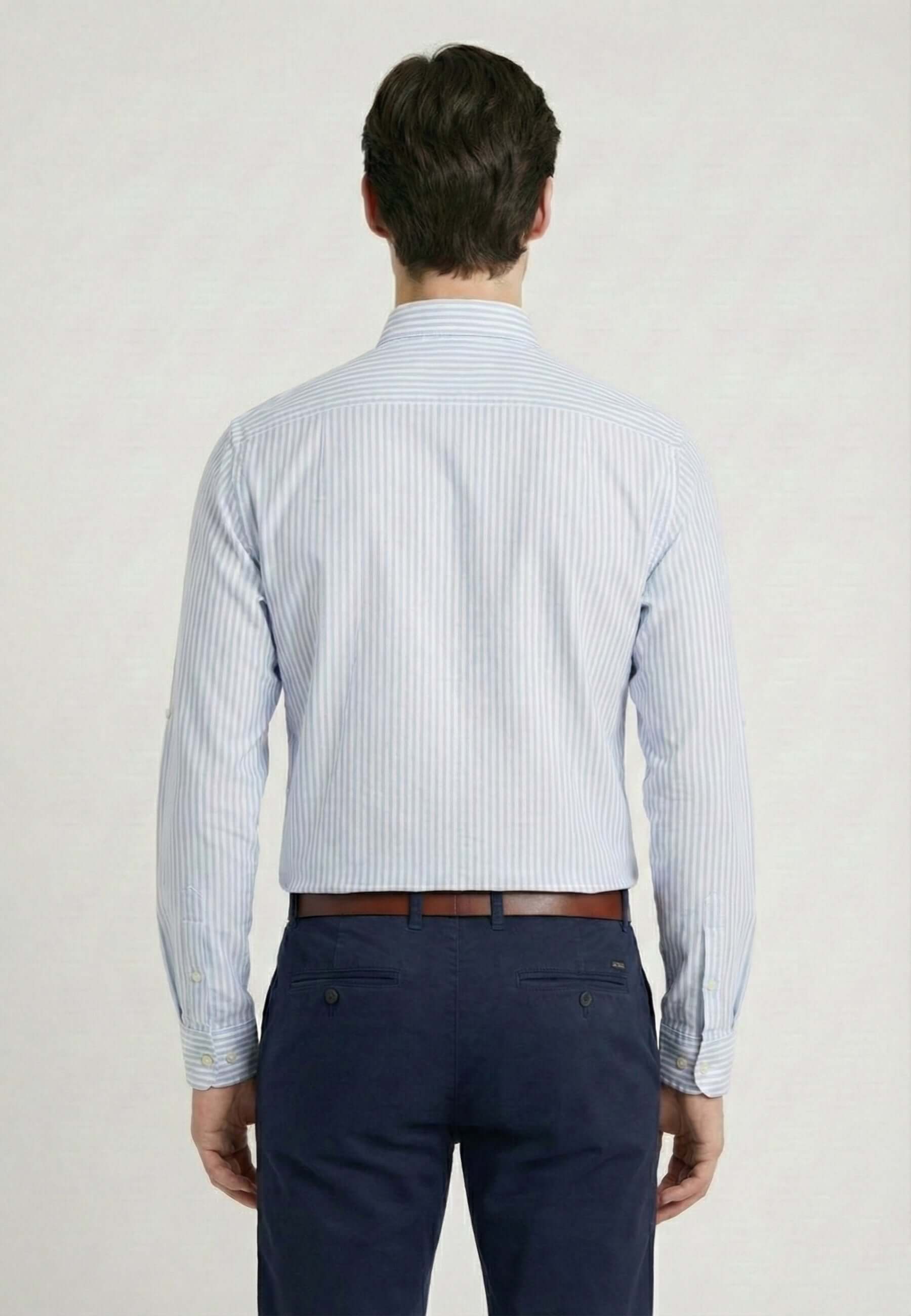 Striped Long Sleeve Regular Fit Shirt with embroidery