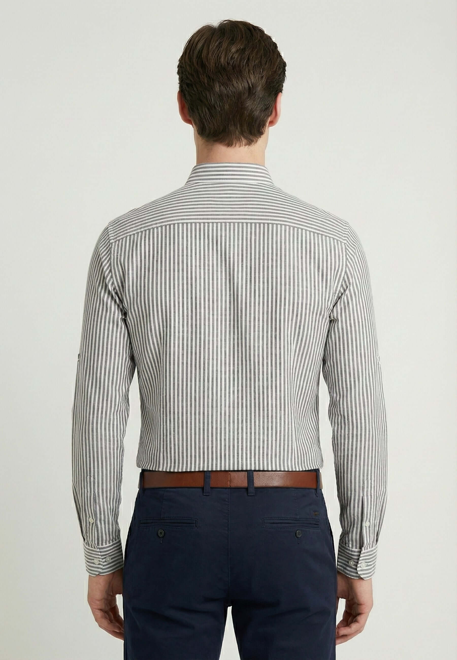 Striped Long Sleeve Regular Fit Shirt with embroidery