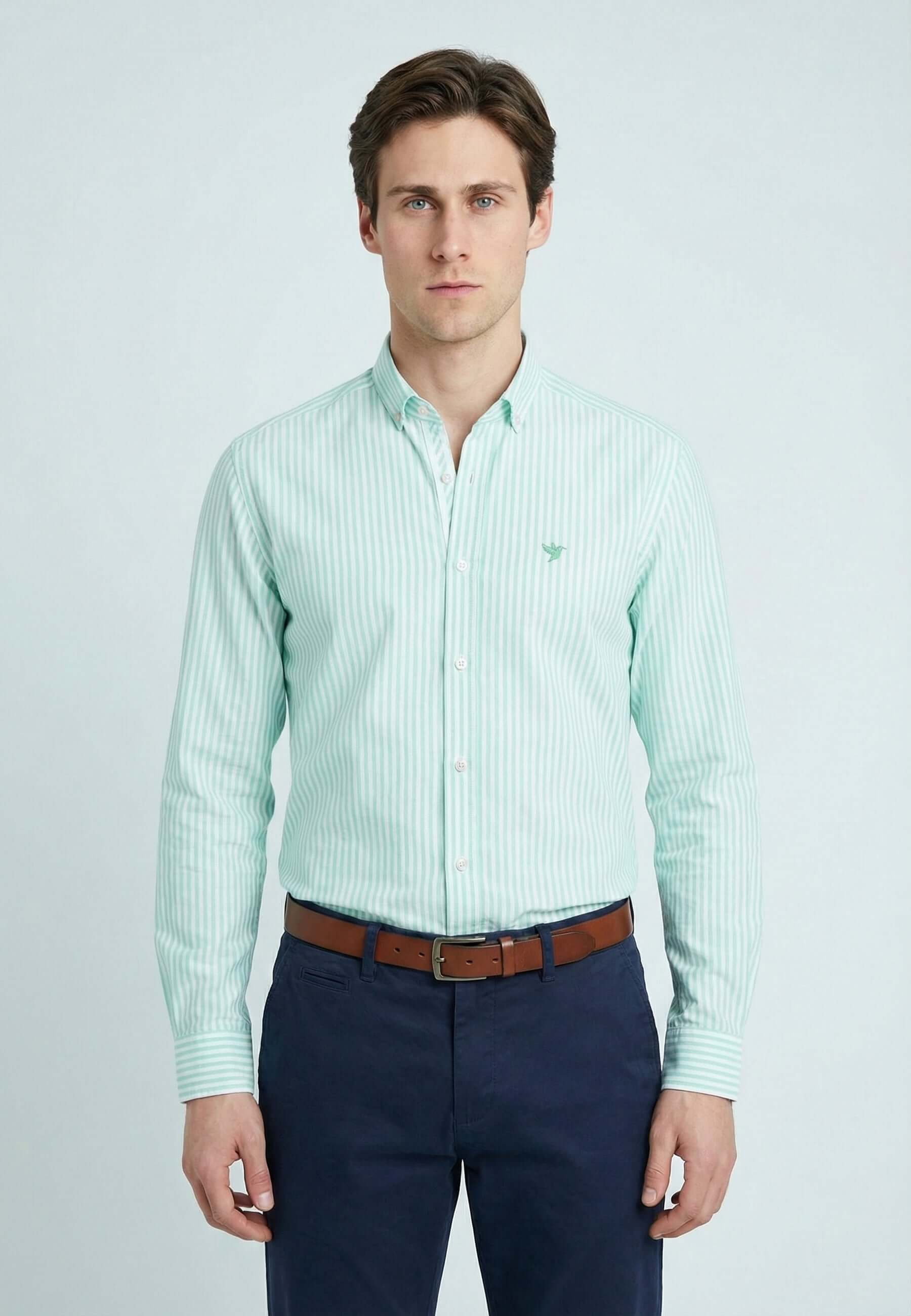 Striped Long Sleeve Regular Fit Shirt with embroidery