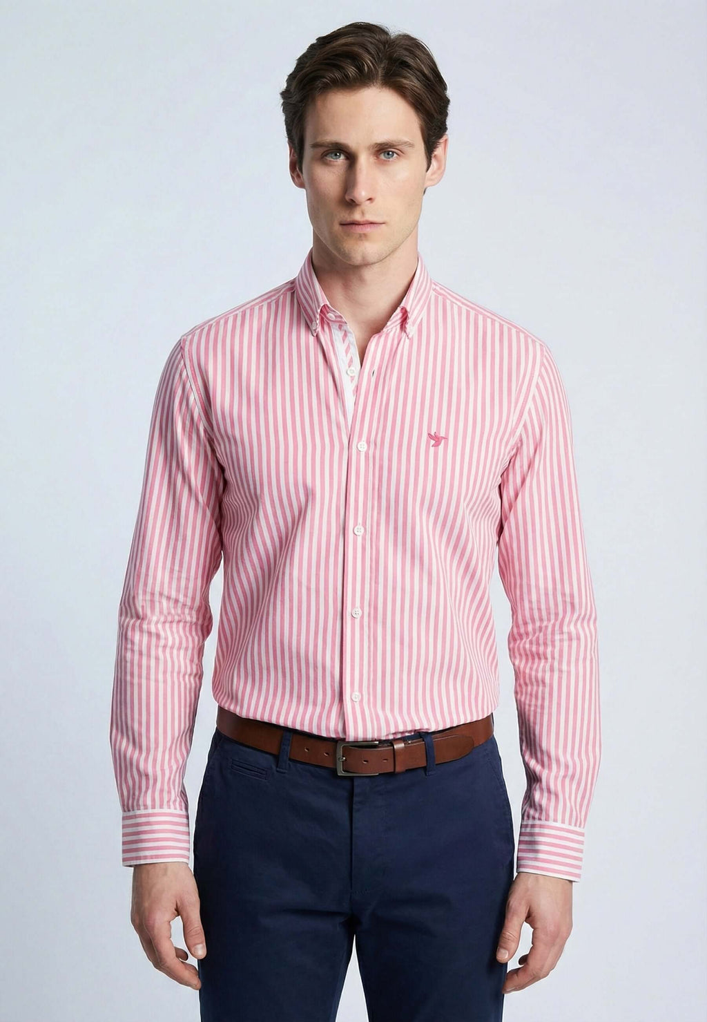 Striped Long Sleeve Regular Fit Shirt with embroidery