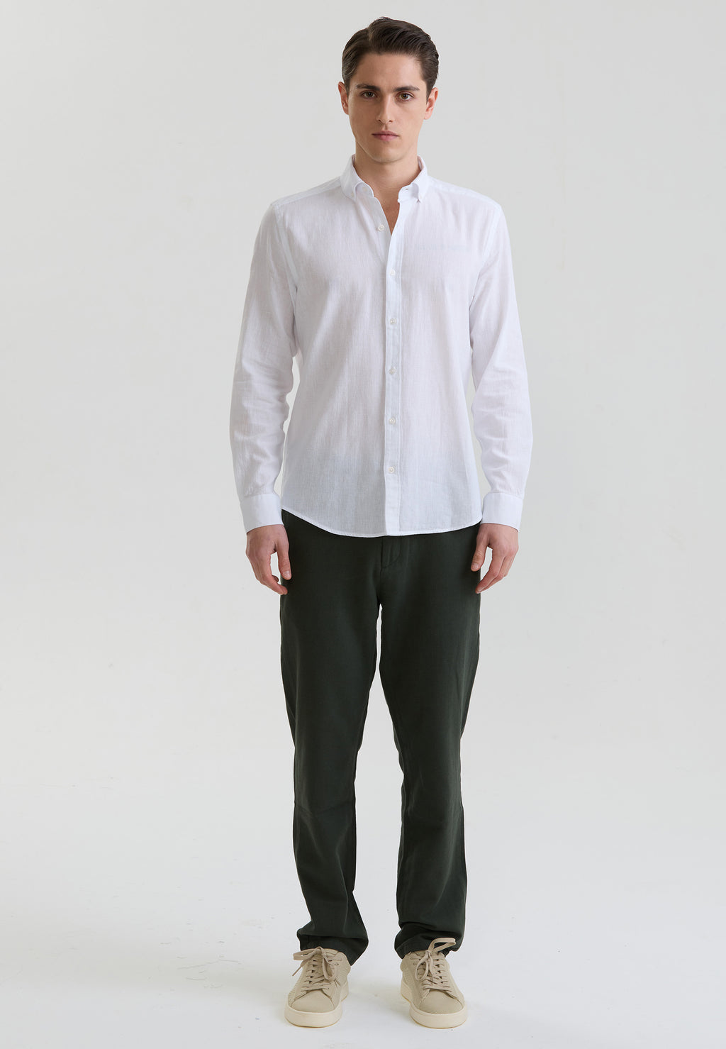 Men Basic Long Sleeve Linen Shirt